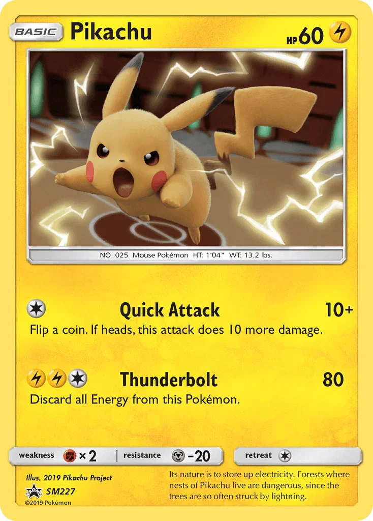 Fighting [x2], Holofoil, Lightning, Metal [-20], Promo, SM227, Sun & Moon: Black Star Promos Pikachu (SM227) [Sun & Moon: Black Star Promos] - Trading Card World