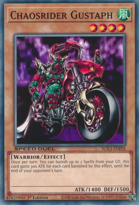 1st Edition, Common, Effect Monster, Speed Duel GX: Duelists of Shadows, Warrior, Wind Chaosrider Gustaph [SGX3-ENF04] Common - Trading Card World