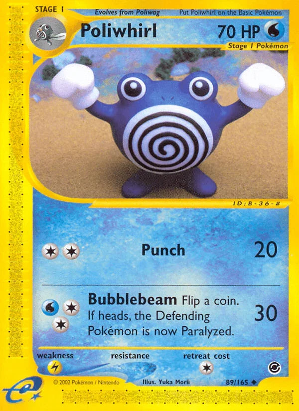 89, Expedition: Base Set, Lightning[×2], Normal, Reverse Holofoil, Uncommon, Water Poliwhirl (89/165) [Expedition: Base Set] - Trading Card World