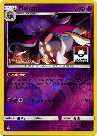 51, Promo, Psychic, Psychic[×2], Reverse Holofoil, Sun & Moon: Forbidden Light Malamar (51/131) (League Promo 1st Place) [Sun & Moon: Forbidden Light] - Trading Card World