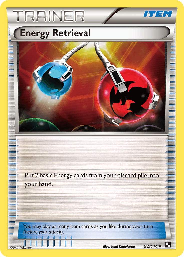 92, Black & White: Base Set, Item, Normal, Reverse Holofoil, Uncommon Energy Retrieval (92/114) [Black & White: Base Set] - Trading Card World
