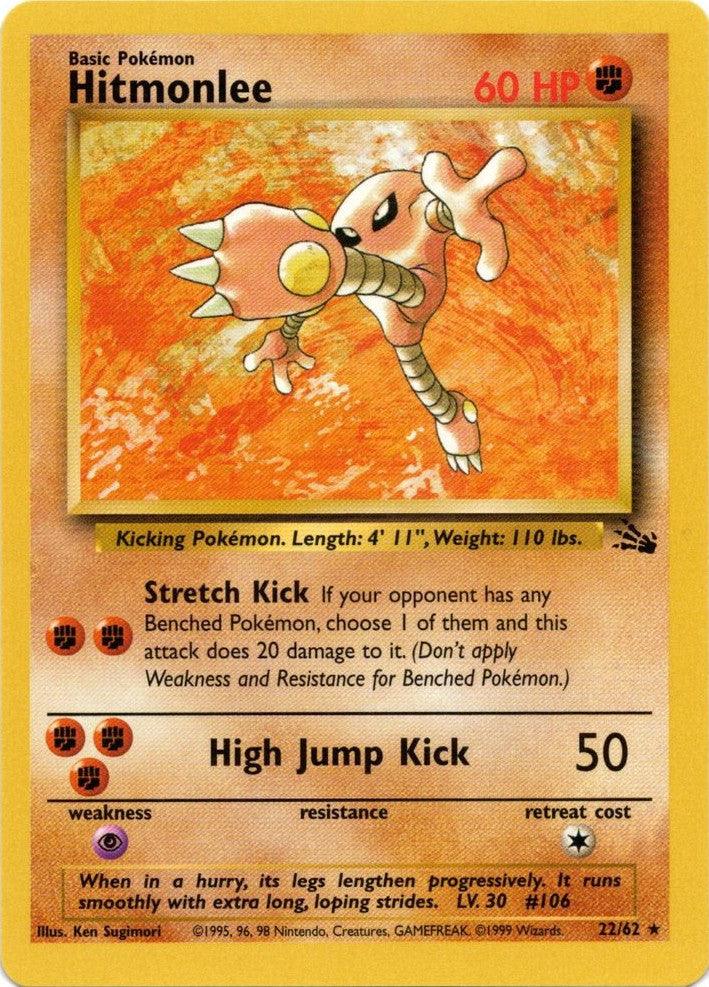 22, Fighting, Fossil Unlimited, Normal, Psychic[×2], Rare Hitmonlee (22/62) [Fossil Unlimited] - Trading Card World