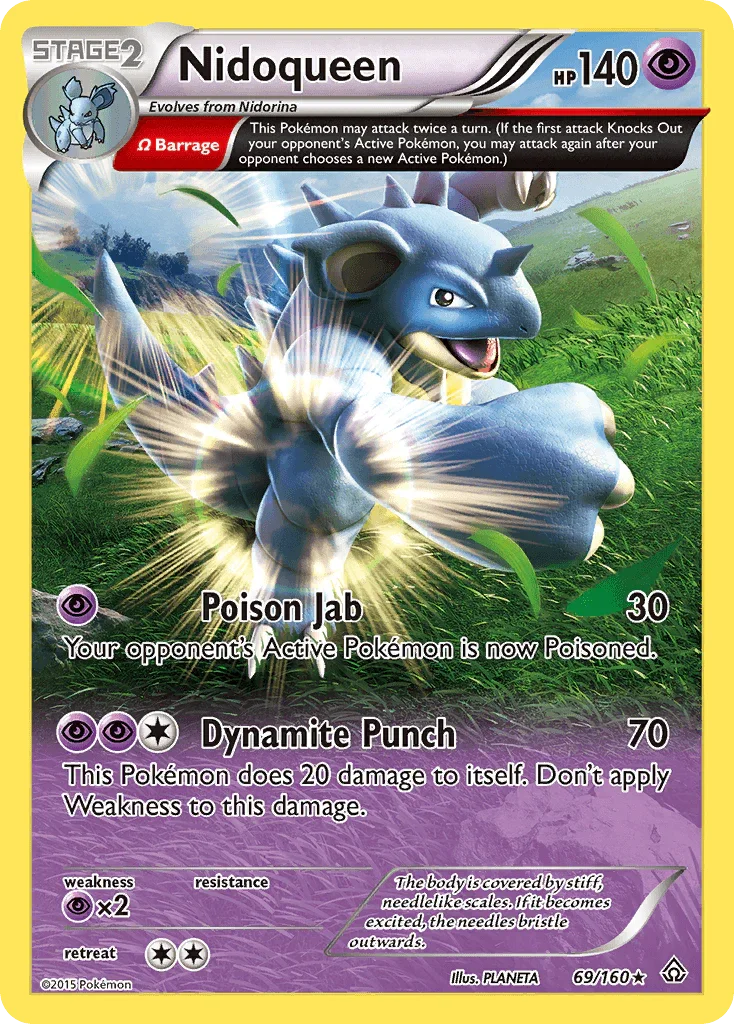 69, Normal, Psychic, Psychic[×2], Rare, Reverse Holofoil, XY: Primal Clash Nidoqueen (69/160) [XY: Primal Clash] - Trading Card World