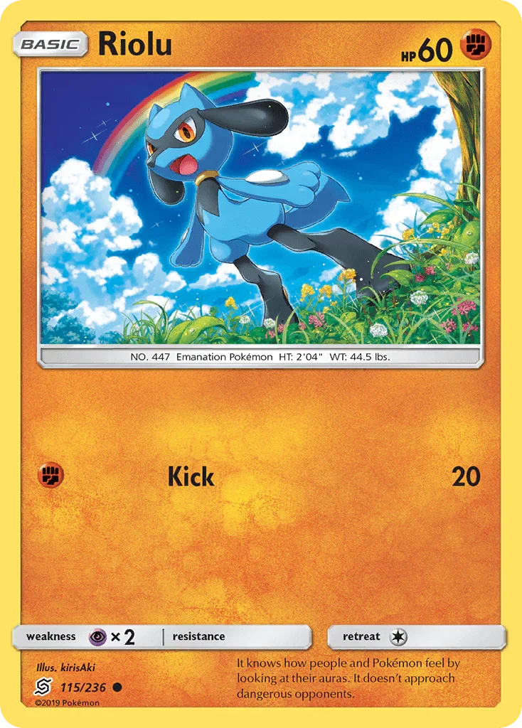 115, Common, Fighting, Normal, Psychic[×2], Reverse Holofoil, Sun & Moon: Unified Minds Riolu (115/236) [Sun & Moon: Unified Minds] - Trading Card World