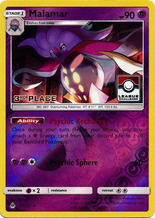 51, Promo, Psychic, Psychic[×2], Reverse Holofoil, Sun & Moon: Forbidden Light Malamar (51/131) (League Promo 3rd Place) [Sun & Moon: Forbidden Light] - Trading Card World