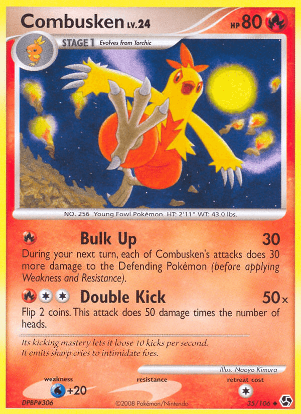 35, Diamond & Pearl: Great Encounters, Fire, Normal, Reverse Holofoil, Uncommon, Water[+20] Combusken (35/106) [Diamond & Pearl: Great Encounters] - Trading Card World