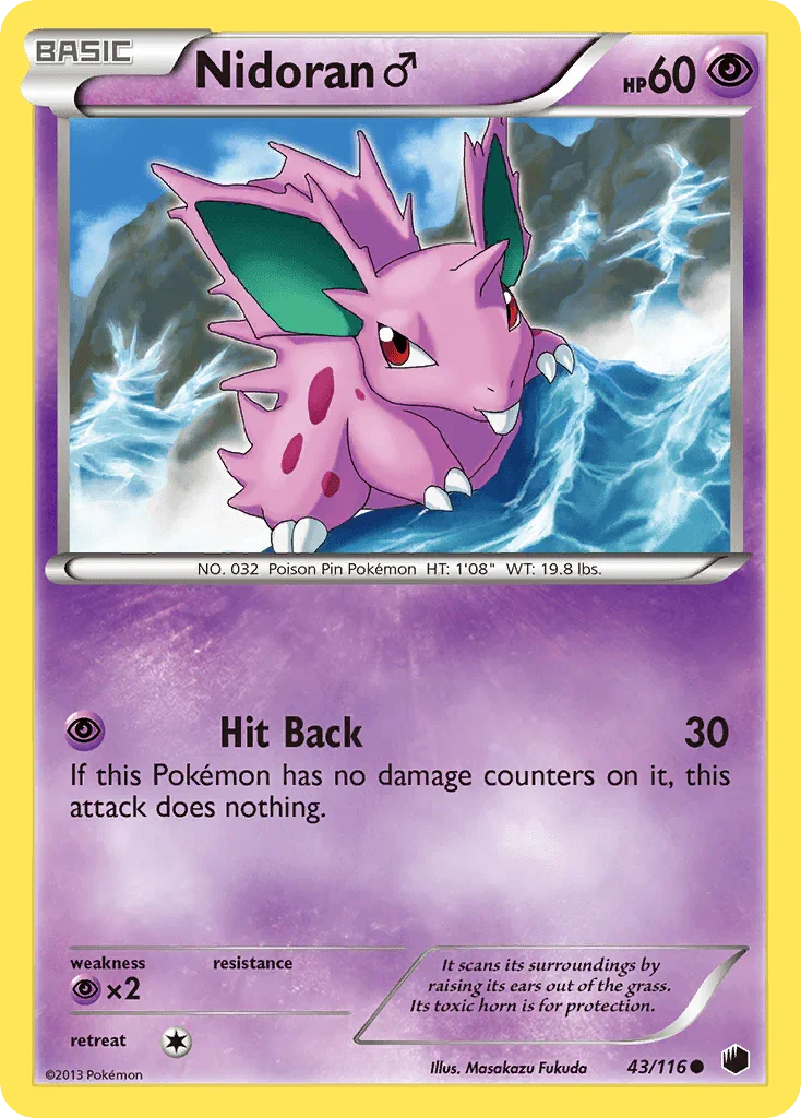 43, Black & White: Plasma Freeze, Common, Normal, Psychic, Psychic[×2], Reverse Holofoil Nidoran (43/116) (Male) [Black & White: Plasma Freeze] - Trading Card World