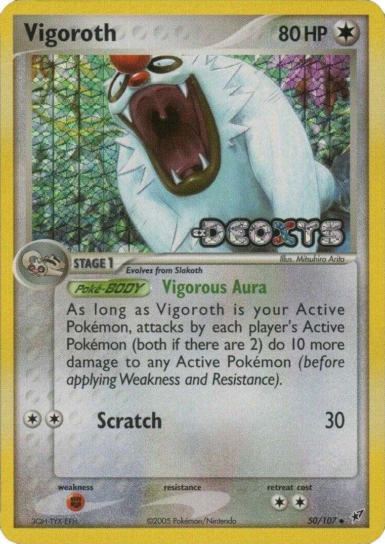 50, Colorless, EX: Deoxys, Fighting[×2], Reverse Holofoil, Uncommon Vigoroth (50/107) (Stamped) [EX: Deoxys] - Trading Card World