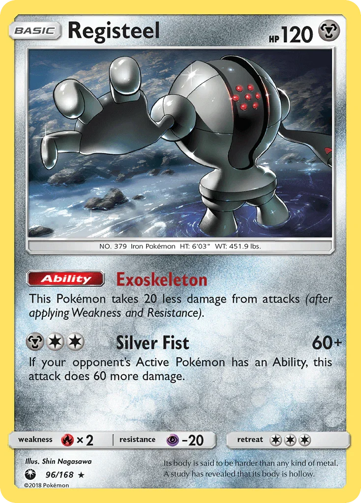 96, Fire[×2], Metal, Normal, Psychic[-20], Rare, Reverse Holofoil, Sun & Moon: Celestial Storm Registeel (96/168) [Sun & Moon: Celestial Storm] - Trading Card World