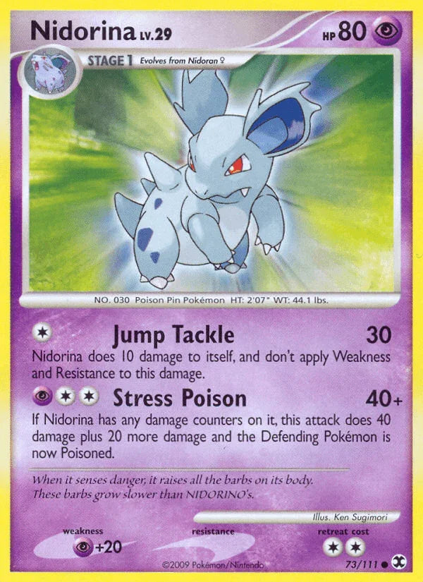73, Common, Normal, Platinum: Rising Rivals, Psychic, Psychic[+20], Reverse Holofoil Nidorina (73/111) [Platinum: Rising Rivals] - Trading Card World