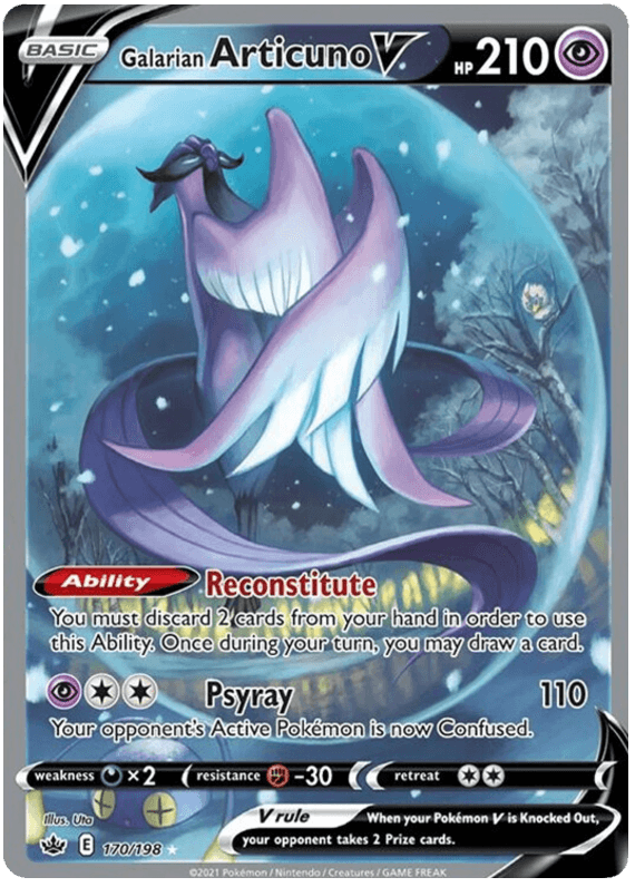 170, Darkness [x2], Fighting [-30], Holofoil, Psychic, Sword & Shield: Chilling Reign, Ultra Rare Galarian Articuno V (170/198) [Sword & Shield: Chilling Reign] - Trading Card World