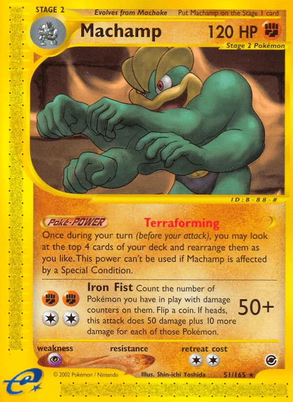 51, Expedition: Base Set, Fighting, Normal, Psychic[×2], Rare, Reverse Holofoil Machamp (51/165) [Expedition: Base Set] - Trading Card World