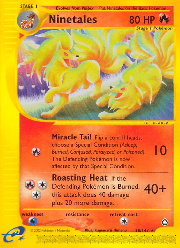 25, Aquapolis, Fire, Normal, Rare, Reverse Holofoil, Water[×2] Ninetales (25/147) [Aquapolis] - Trading Card World