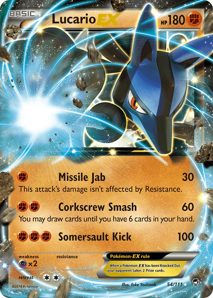 54, Fighting, Holofoil, Psychic[×2], Ultra Rare, XY: Furious Fists Lucario EX (54/111) [XY: Furious Fists] - Trading Card World