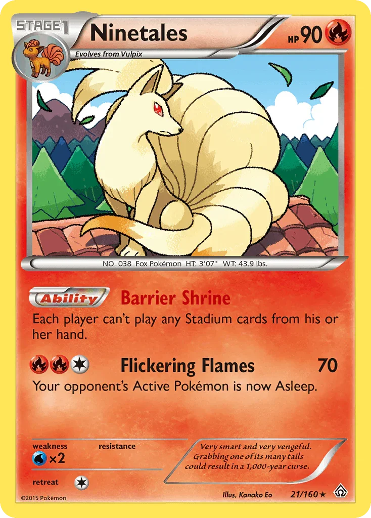 21, Fire, Normal, Rare, Reverse Holofoil, Water[×2], XY: Primal Clash Ninetales (21/160) [XY: Primal Clash] - Trading Card World