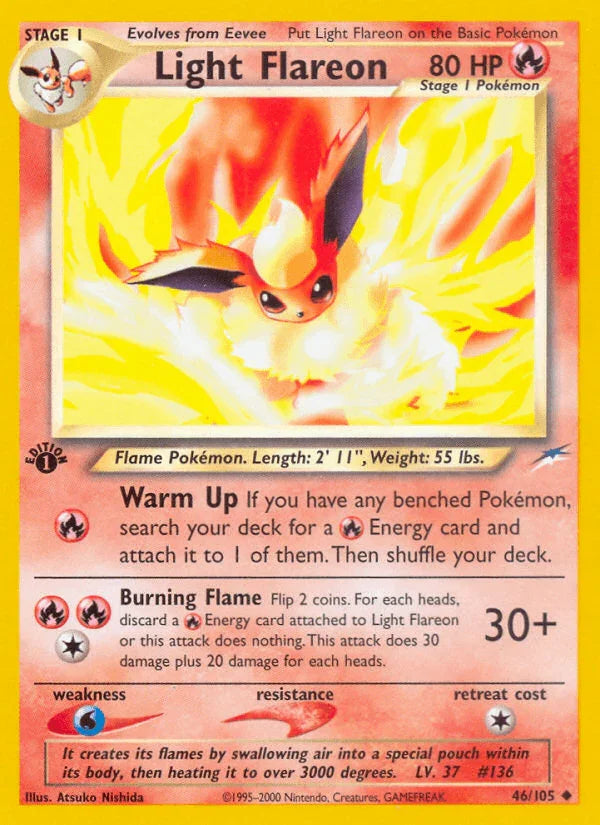 1st Edition Normal, 46, Fire, Neo Destiny 1st Edition, Uncommon, Water[×2] Light Flareon (46/105) [Neo Destiny 1st Edition] - Trading Card World