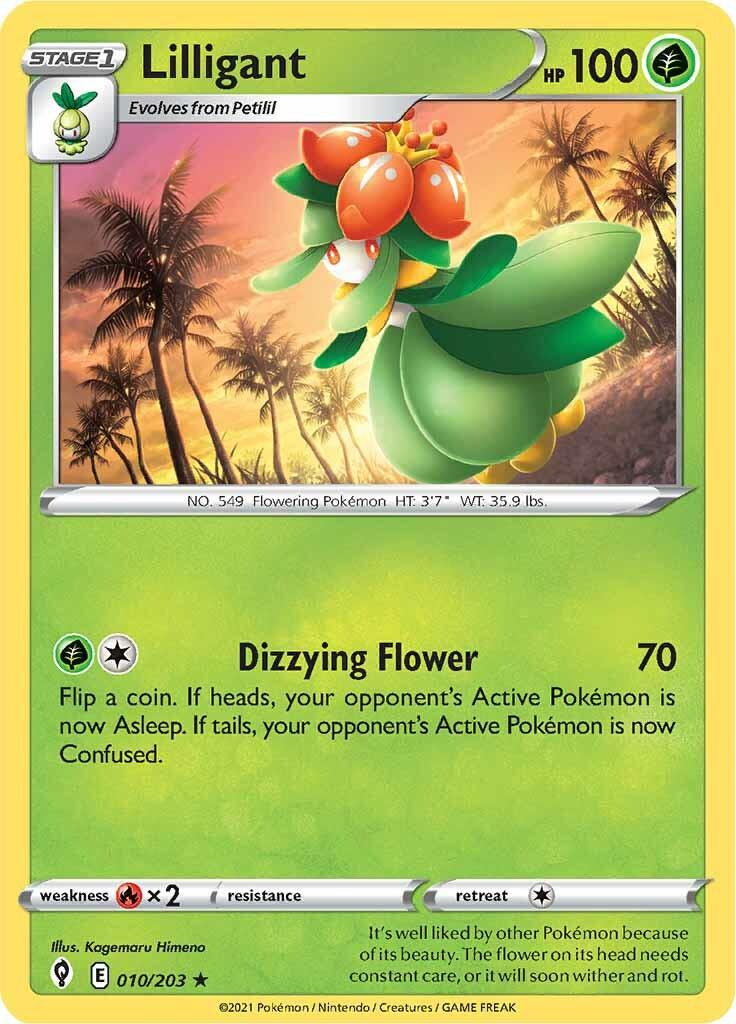 010, Fire [x2], Grass, Normal, Rare, Reverse Holofoil, Sword & Shield: Evolving Skies Lilligant (010/203) [Sword & Shield: Evolving Skies] - Trading Card World