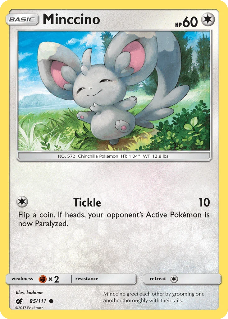 85, Colorless, Common, Fighting[×2], Normal, Reverse Holofoil, Sun & Moon: Crimson Invasion Minccino (85/111) [Sun & Moon: Crimson Invasion] - Trading Card World