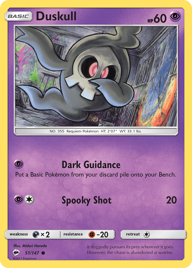51, Common, Darkness[×2], Fighting[-20], Normal, Psychic, Reverse Holofoil, Sun & Moon: Burning Shadows Duskull (51/147) [Sun & Moon: Burning Shadows] - Trading Card World