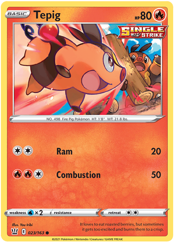023, Common, Fire, Normal, Reverse Holofoil, Sword & Shield: Battle Styles, Water[×2] Tepig (023/163) [Sword & Shield: Battle Styles] - Trading Card World