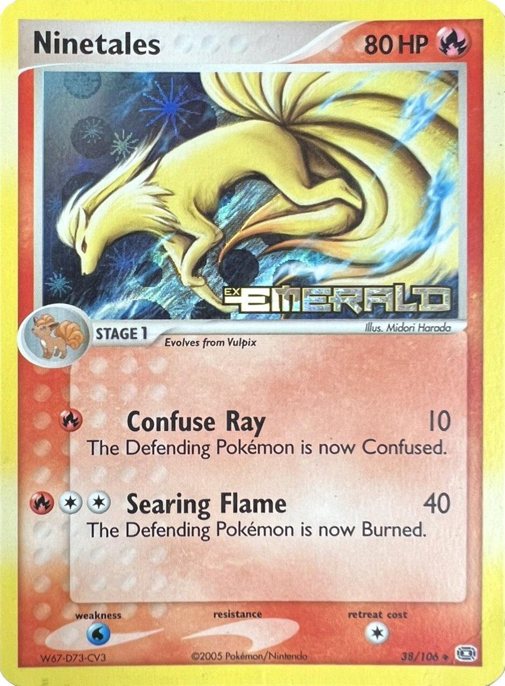 38, EX: Emerald, Fire, Reverse Holofoil, Uncommon, Water[×2] Ninetales (38/106) (Stamped) [EX: Emerald] - Trading Card World