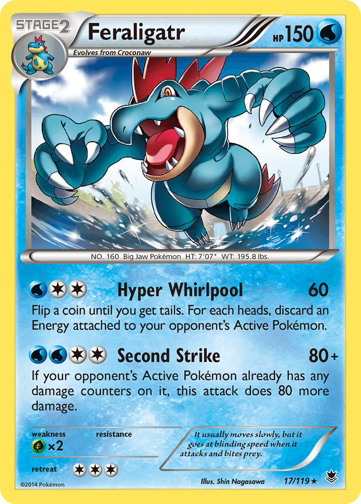 17, Grass[×2], Holo Rare, Holofoil, Reverse Holofoil, Water, XY: Phantom Forces Feraligatr (17/119) [XY: Phantom Forces] - Trading Card World