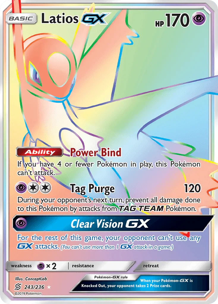 243, Holofoil, Psychic, Psychic[×2], Secret Rare, Sun & Moon: Unified Minds Latios GX (243/236) [Sun & Moon: Unified Minds] - Trading Card World