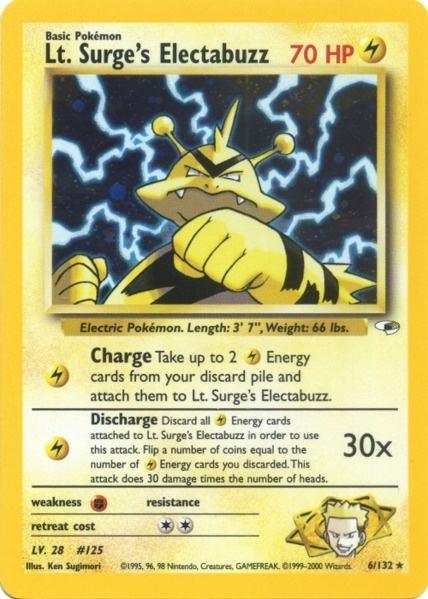 Fighting[×2], Gym Heroes Unlimited, Holo Rare, Holofoil, Lightning Lt. Surge's Electabuzz (6/132) [Gym Heroes Unlimited] - Trading Card World