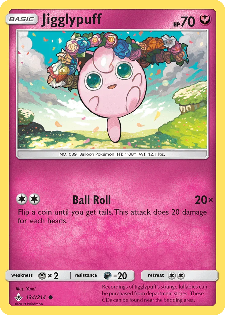 134, Common, Darkness[-20], Fairy, Metal[×2], Normal, Reverse Holofoil, Sun & Moon: Unbroken Bonds Jigglypuff (134/214) [Sun & Moon: Unbroken Bonds] - Trading Card World