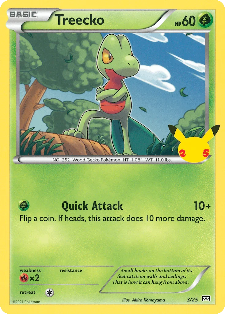 Fire[×2], Grass, Holofoil, McDonald's 25th Anniversary, Normal, Promo Treecko (3/25) [McDonald's 25th Anniversary] - Trading Card World