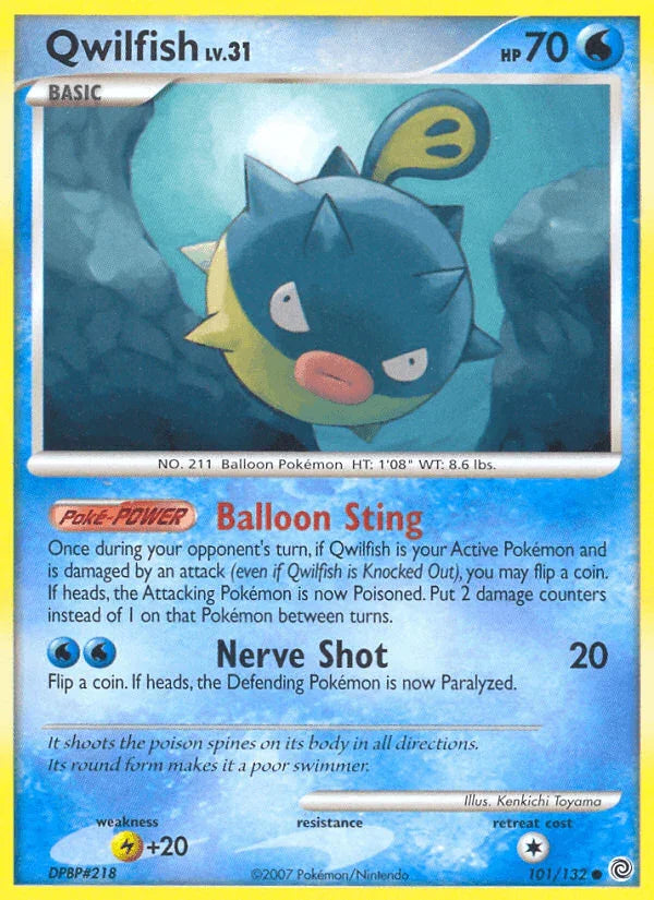 Common, Diamond & Pearl: Secret Wonders, Lightning[+20], Normal, Reverse Holofoil, Water Qwilfish (101/132) [Diamond & Pearl: Secret Wonders] - Trading Card World