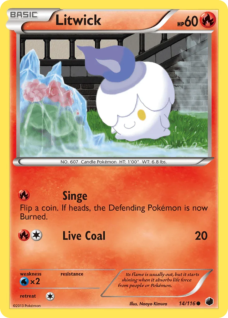 14, Black & White: Plasma Freeze, Common, Fire, Normal, Reverse Holofoil, Water[×2] Litwick (14/116) [Black & White: Plasma Freeze] - Trading Card World