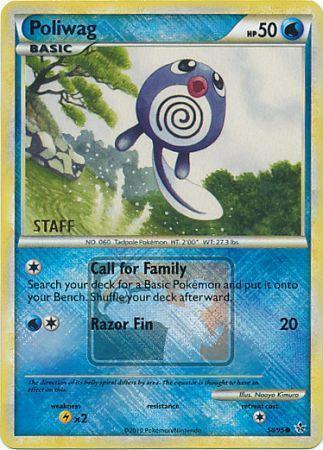 58, HeartGold & SoulSilver: Unleashed, Lightning[×2], Promo, Reverse Holofoil, Water Poliwag (58/95) (League Promo Staff) [HeartGold & SoulSilver: Unleashed] - Trading Card World