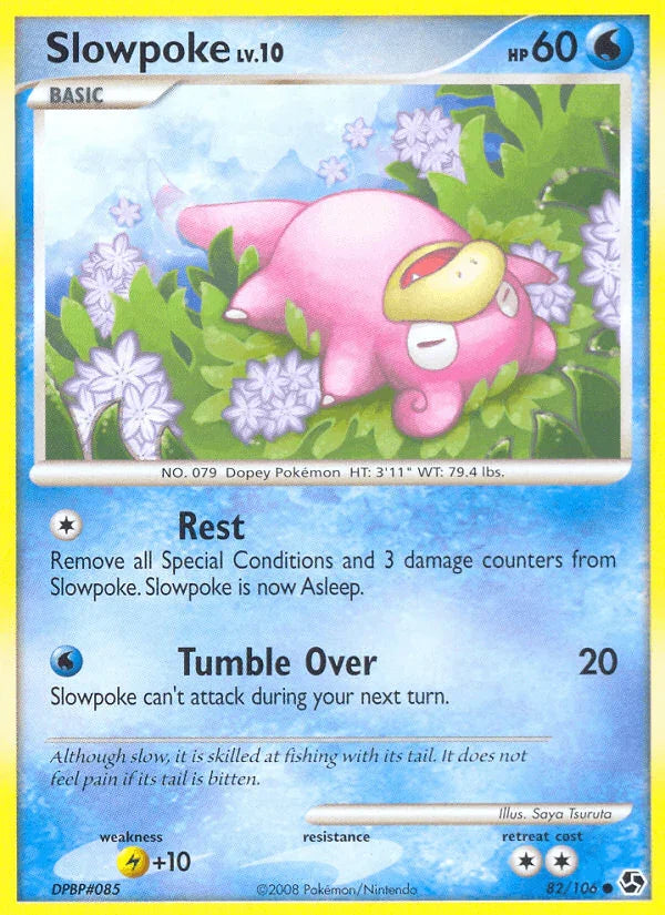 82, Common, Diamond & Pearl: Great Encounters, Lightning[+10], Normal, Reverse Holofoil, Water Slowpoke (82/106) [Diamond & Pearl: Great Encounters] - Trading Card World