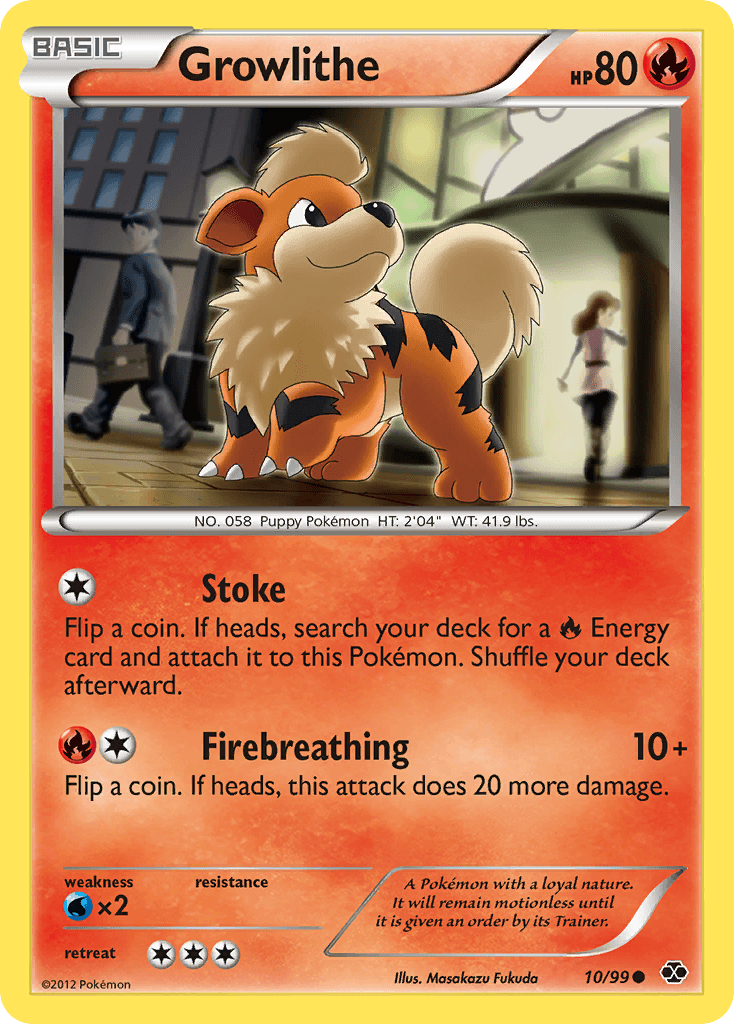 10, Black & White: Next Destinies, Common, Fire, Normal, Reverse Holofoil, Water[×2] Growlithe (10/99) [Black & White: Next Destinies] - Trading Card World