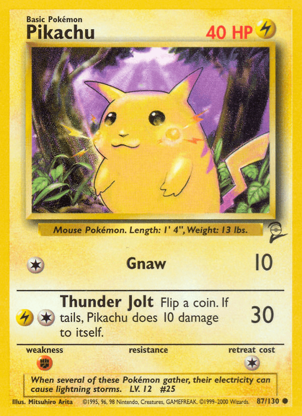 87, Base Set 2, Common, Fighting[×2], Lightning, Normal Pikachu (87/130) [Base Set 2] - Trading Card World