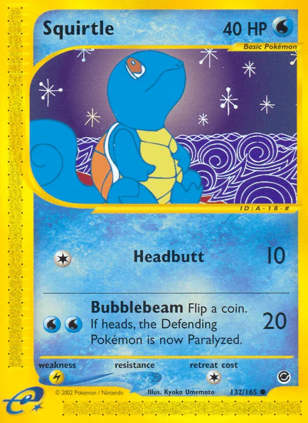 132, Common, Expedition: Base Set, Lightning[×2], Normal, Reverse Holofoil, Water Squirtle (132/165) [Expedition: Base Set] - Trading Card World