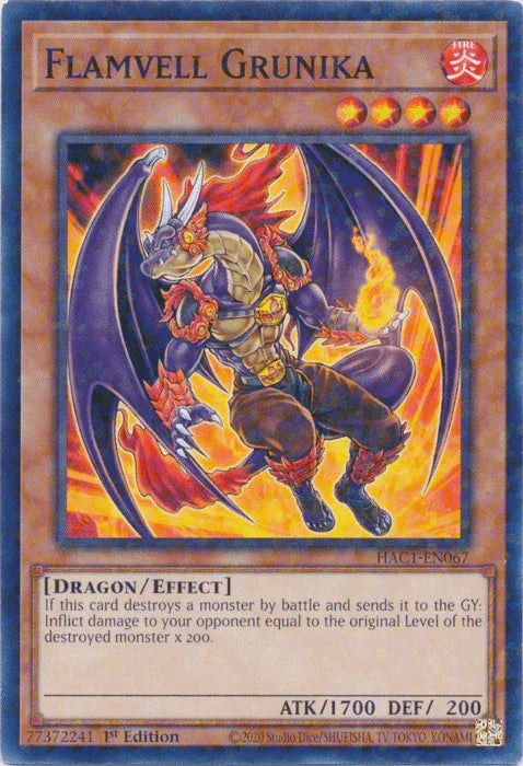1st Edition, Common, Dragon, Effect Monster, Fire, Hidden Arsenal: Chapter 1 Flamvell Grunika (Duel Terminal) [HAC1-EN067] Common - Trading Card World