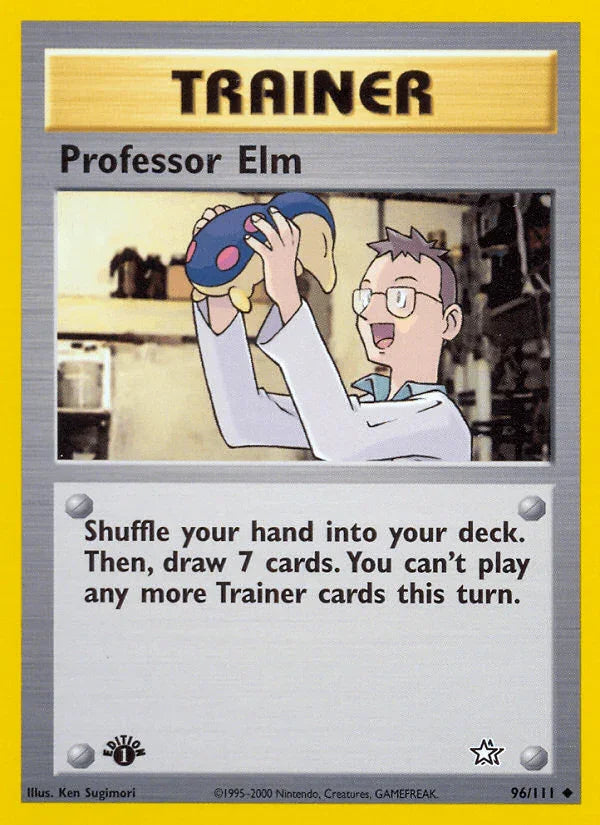 1st Edition Normal, 96, Neo Genesis 1st Edition, Trainer, Uncommon Professor Elm (96/111) [Neo Genesis 1st Edition] - Trading Card World
