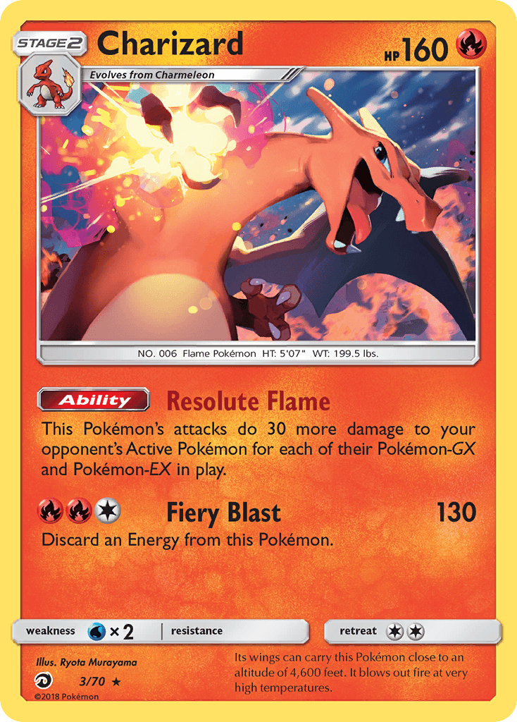 Fire, Holo Rare, Holofoil, Reverse Holofoil, Sun & Moon: Dragon Majesty, Water[×2] Charizard (3/70) [Sun & Moon: Dragon Majesty] - Trading Card World