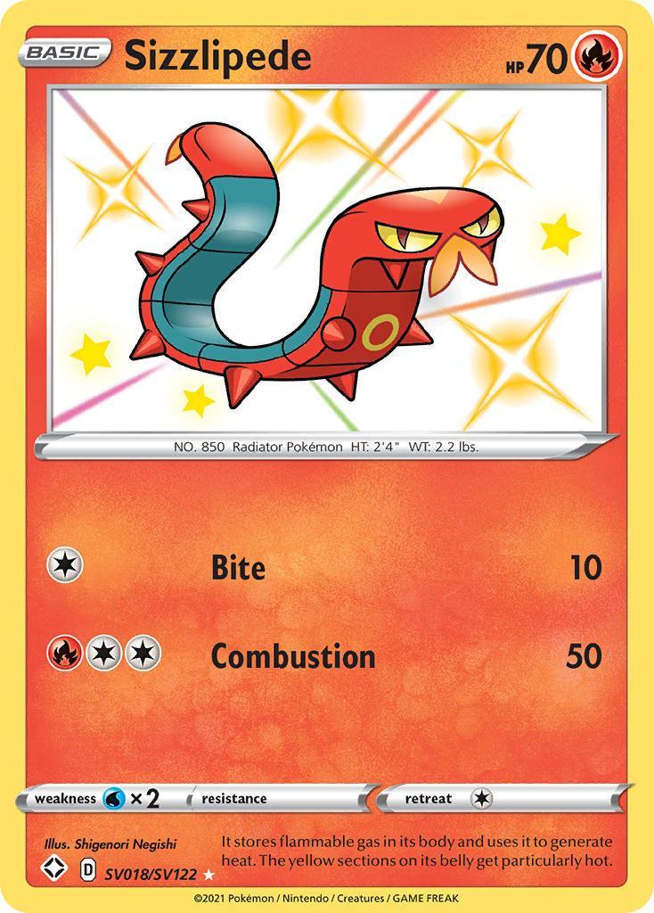 Fire, Holofoil, SV018, Sword & Shield: Shining Fates, Ultra Rare, Water[×2] Sizzlipede (SV018/SV122) [Sword & Shield: Shining Fates] - Trading Card World