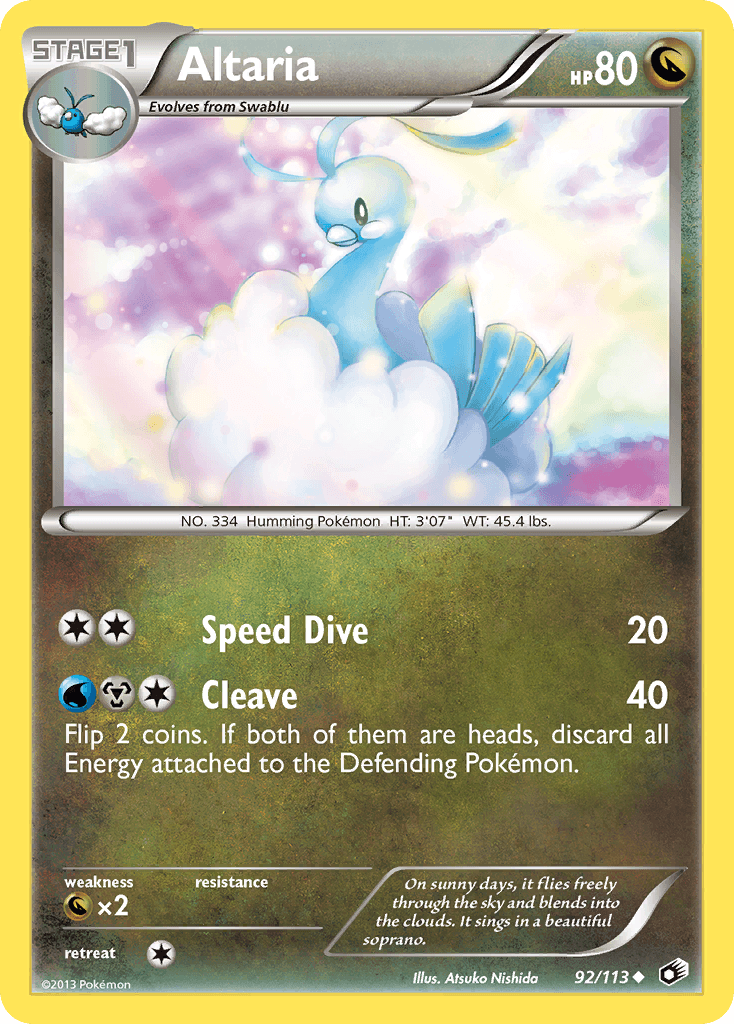 92, Black & White: Legendary Treasures, Dragon, Dragon[×2], Normal, Reverse Holofoil, Uncommon Altaria (92/113) [Black & White: Legendary Treasures] - Trading Card World