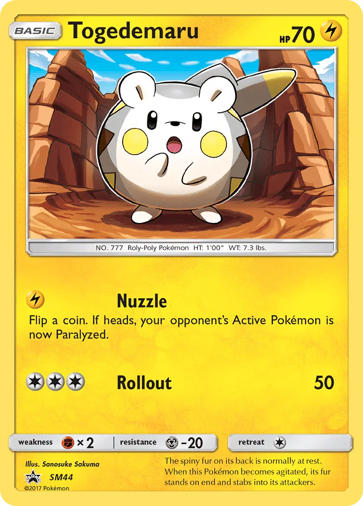 Fighting [x2], Holofoil, Lightning, Metal [-20], Promo, SM44, Sun & Moon: Black Star Promos Togedemaru (SM44) [Sun & Moon: Black Star Promos] - Trading Card World