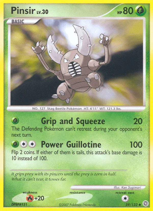 59, Diamond & Pearl: Secret Wonders, Fire[+20], Grass, Normal, Reverse Holofoil, Uncommon Pinsir (59/132) [Diamond & Pearl: Secret Wonders] - Trading Card World