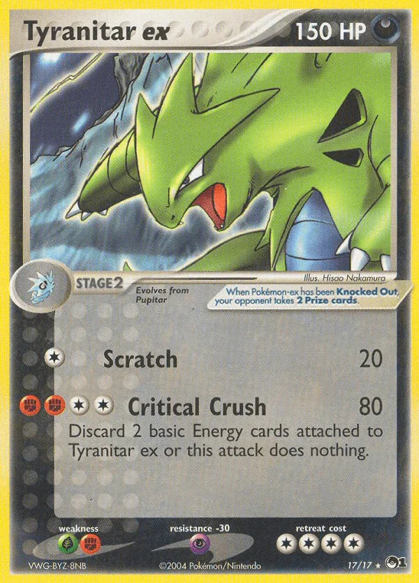 17, Darkness, Fighting[×2], Grass[×2], Normal, POP Series 1, Psychic[-30], Ultra Rare Tyranitar ex (17/17) [POP Series 1] - Trading Card World