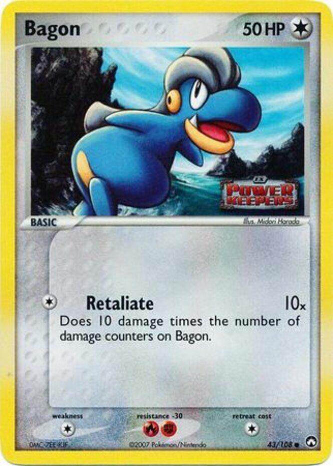 43, Colorless, Colorless[×2], Common, EX: Power Keepers, Fighting[-30], Fire[-30], Reverse Holofoil Bagon (43/108) (Stamped) [EX: Power Keepers] - Trading Card World