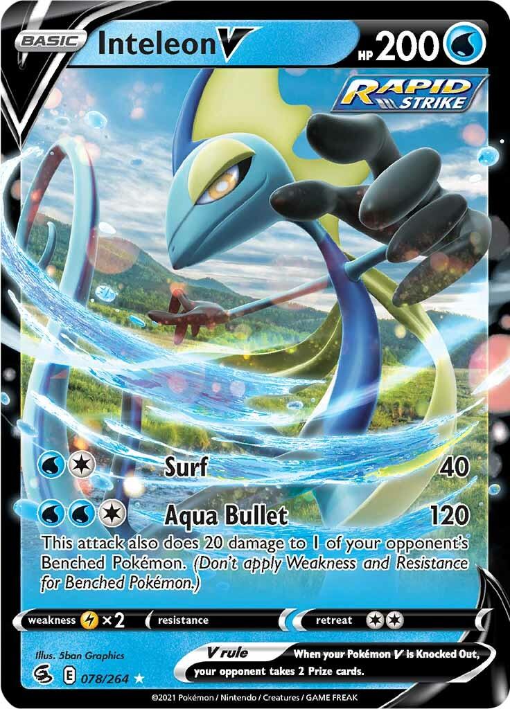 078, Holofoil, Lightning [x2], Sword & Shield: Fusion Strike, Ultra Rare, Water Inteleon V (078/264) [Sword & Shield: Fusion Strike] - Trading Card World
