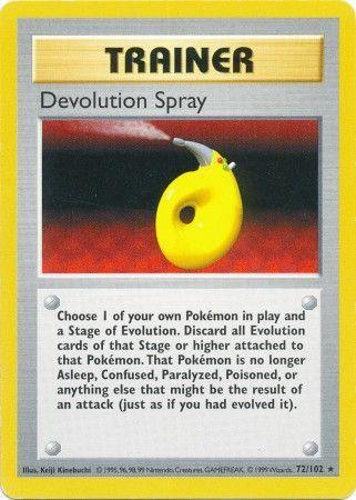 72, Base Set Shadowless Unlimited, Normal, Rare, Trainer Devolution Spray (72/102) [Base Set Shadowless Unlimited] - Trading Card World