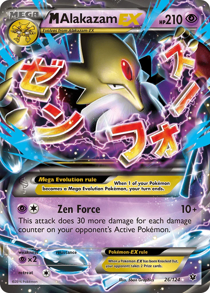 26, Holofoil, Psychic, Psychic[×2], Ultra Rare, XY: Fates Collide M Alakazam EX (26/124) [XY: Fates Collide] - Trading Card World