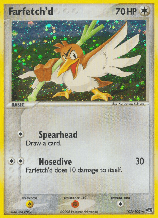 Colorless, EX: Emerald, Fighting[-30], Holofoil, Lightning[×2], Secret Rare Farfetch'd (107/106) [EX: Emerald] - Trading Card World